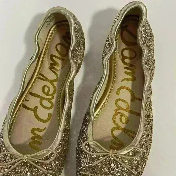 Sam Edelman Felicia Ballet Slippers Glitter Leather Women Size 7.5 - Picture 2 of 6